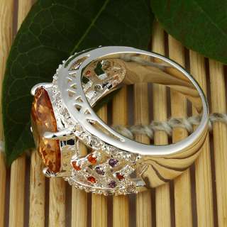 Fashion Champagne Jewelry Gemstone Silver Ring Size sz #10 S10 Hot 