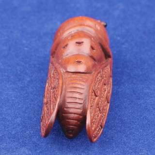 Hand Carved Boxwood Wood Netsuke Cicada NBW1347  