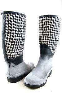 143 Girl Ranger 7 M Womens Rain Boots Black Rubber Fabric Used 