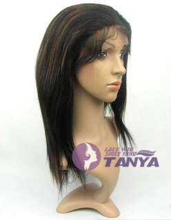 100% Indian Remy Human Hair Full Lace Wig Yaki Straight 14 1B 30 YAKY 