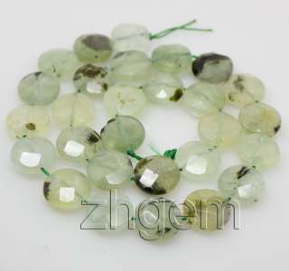 14mm natural faceted Prehnite loose beads gem 15long  