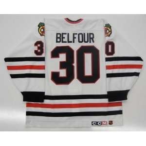 Ed Belfour Chicago Blackhawks Ccm Authentic Jersey Size 54 Fight Strap 