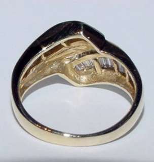 Estate 14K Gold Ring 1Ct Baguette Diamond ByPass Band  