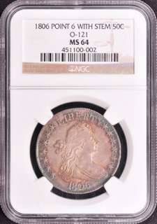 1806 DRAPED BUST 50C NGC MS 64  