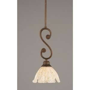  Curl Mini Pendant with 7 Gold Ice Glass Shade: Home 