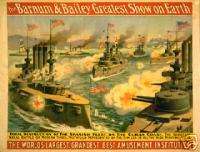 Spanish American War Poster showing naval battle 1898  