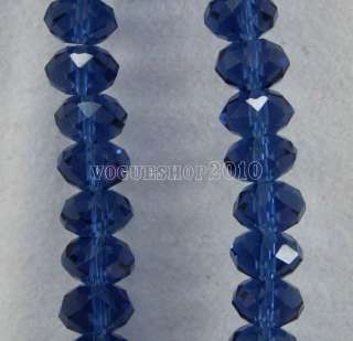 50pcs Black Blue Faceted Rondelle Glass Bead 6mm free shipping  