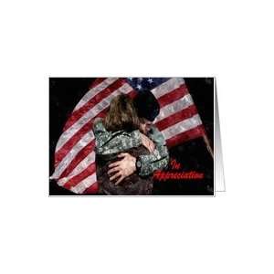  Military Spouse Appreciation Day. Soldier Hug. USA Flag 