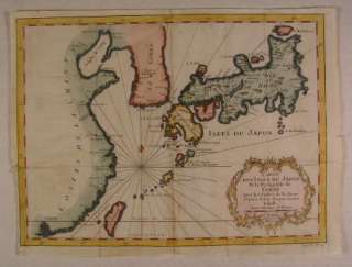   Asia 1749 Bellin beautiful engraved hand color map cartouche  