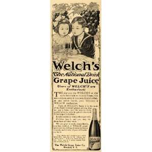  1911 Ad Boy Girl Sharing Glass Welchs Grape Juice Drink 