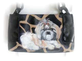 Shih Tzu Hand Painted Animal Print Handbag Purse Dog Art by 