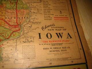   1930 State of IOWA Wall MAP   Advertising Calendar   WATERLOO CONCRETE