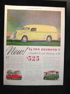 Antique AUTOMOBILE ADVERTISING 1936 DIAMOND T 3/4 Ton  