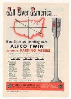 1950 Alfco Twin Automatic Parking Meter Print Ad  