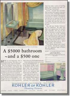 1929 Kohler Bathroom Plumbing Fixtures   Color Print Ad  
