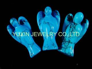 YNA200Turquoise(howlite)carved angel with wing figurine  
