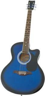 New Crescent PRO YMG 41 Adult SIZE BLUE Acoustic Guitar +Accessories 