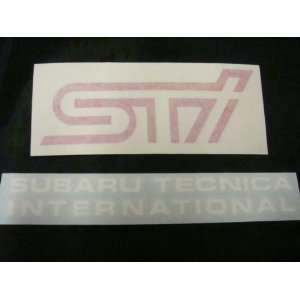  STI Racing Decal Sticker (New) Pink/White