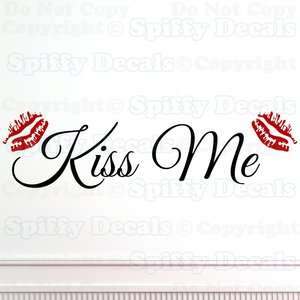 KISS ME WITH LIPS BEDROOM GOODNIGHT LOVE Quote Vinyl Wall Decal Decor 