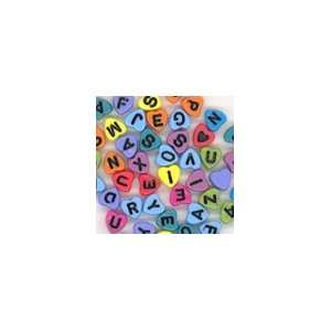 Plastic Alphabet Beads Heart Shaped 6mm Mixed Colors w/ Black Letters 
