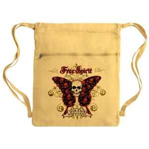  Messenger Bag Sack Pack Yellow Butterfly Skull Free Spirit 