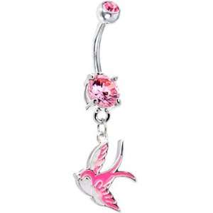  Pink Gem Sparrow Belly Ring Jewelry