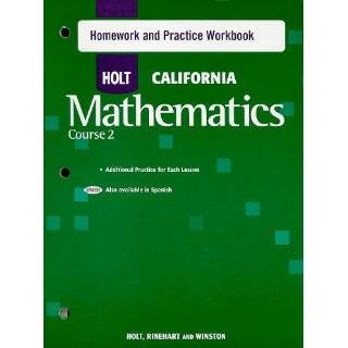 Holt California Mathematics Course 2 Homework and Practice Workbook