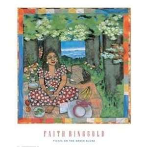 Picnic on the Grass Alone by Faith Ringgold. size 24 inches width by 