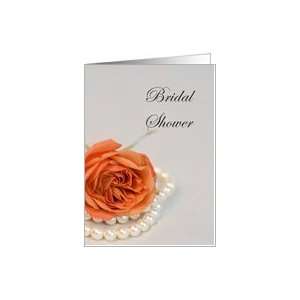  Elegant Orange Rose and Pearls Bridal Shower Invitation 