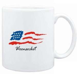  Mug White  Woonsocket   US Flag  Usa Cities Sports 