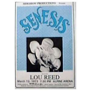 Genesis w/ Lou Reed Alpine Arena Live March 1973 Concert Sheet 11 X 