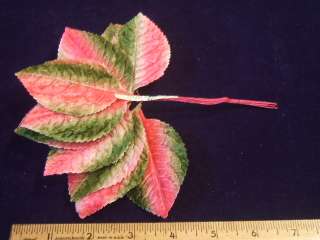 Vintage Millinery Flower Large Velvet Leaves Y19 Pink  
