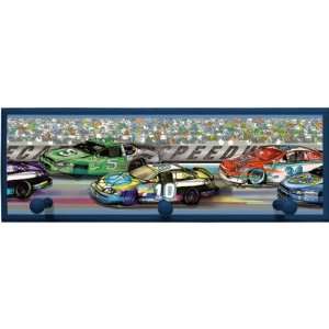  Race Cars Wall Plaque with Wooden Pegs: Home & Kitchen