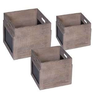  Wooden Crate Storage Box w/ Blackboard Set Of 3: Home 