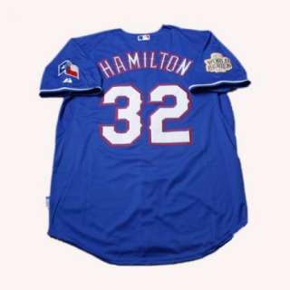 Rangers #32 Josh Hamilton 2011 World Series Blue Jersey  