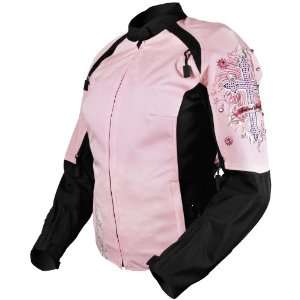 Speed & Strength Womens Cross My Heart Textile Motorcycle Jacket Pink 