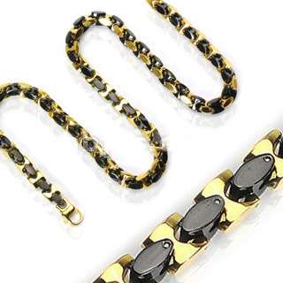 23 Inch 316L Stainless steel 2 tone square link mens chain, necklace 