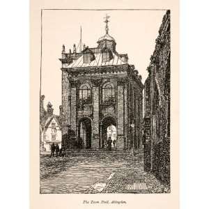  1906 Engraving Town Hall Abingdon Berkshire Oxfordshire 