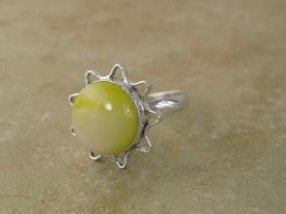 silver ring (size 9.5)*~~ yellow butterscotch amber ~ * WOW   