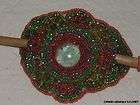 huichol beadwork hair pick green red peyote flower jalisco mexico