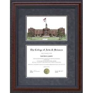 Diploma Frame with Western Illinois University (WIU) Campus Lithograph 