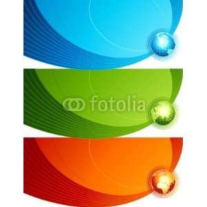   Abstract Banners with Globes. Vector Illustration.   Removable Graphic