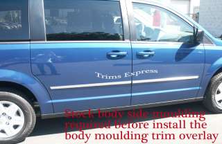 2010 2012 Dodge Grand Caravan Body Side Molding Trim Overlay Stainless 