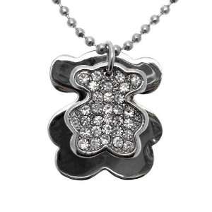  Acosta Jewellery   Crystal Teddy Bear   Dog Tag Necklace 