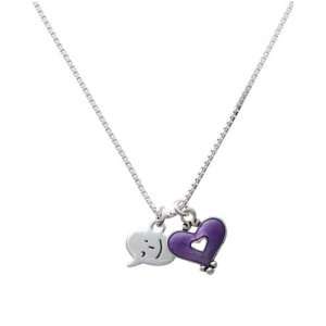Winking Emoticon and Translucent Purple Heart Charm Necklace