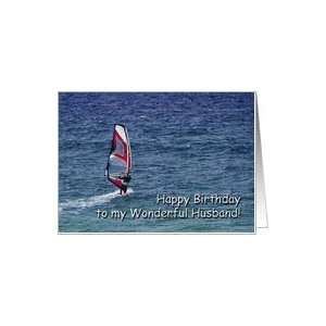 Windsurfer, Happy Birthday to Husband Card Health 