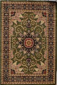 Burgundy Green Beige Black Brown Isfahan Area Rug Oriental Carpet 