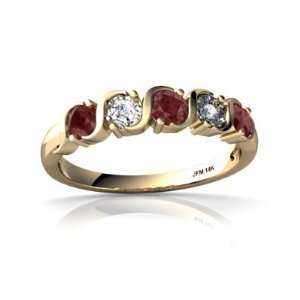  14K Yellow Gold Round Genuine Ruby Ring Size 4: Jewelry
