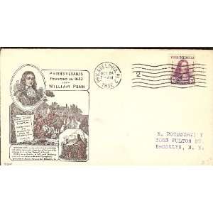   12) First Day Cover; Pennsylvania; William Penn; 1682 