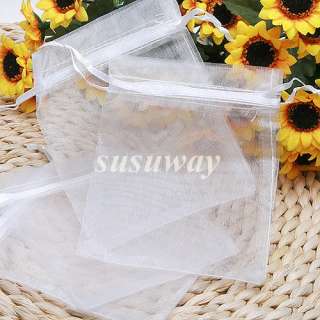   White Organza Jewelry Pouch Wedding Party Favors Gift Bags 3.54X4.33